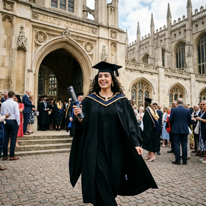 Cambridge University Graduation: Proud Middle-Eastern Woman