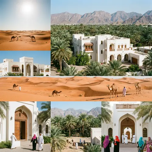 Panoramic Views of Oman: Sand Dunes, Architectural Marvels & Date Palm Groves