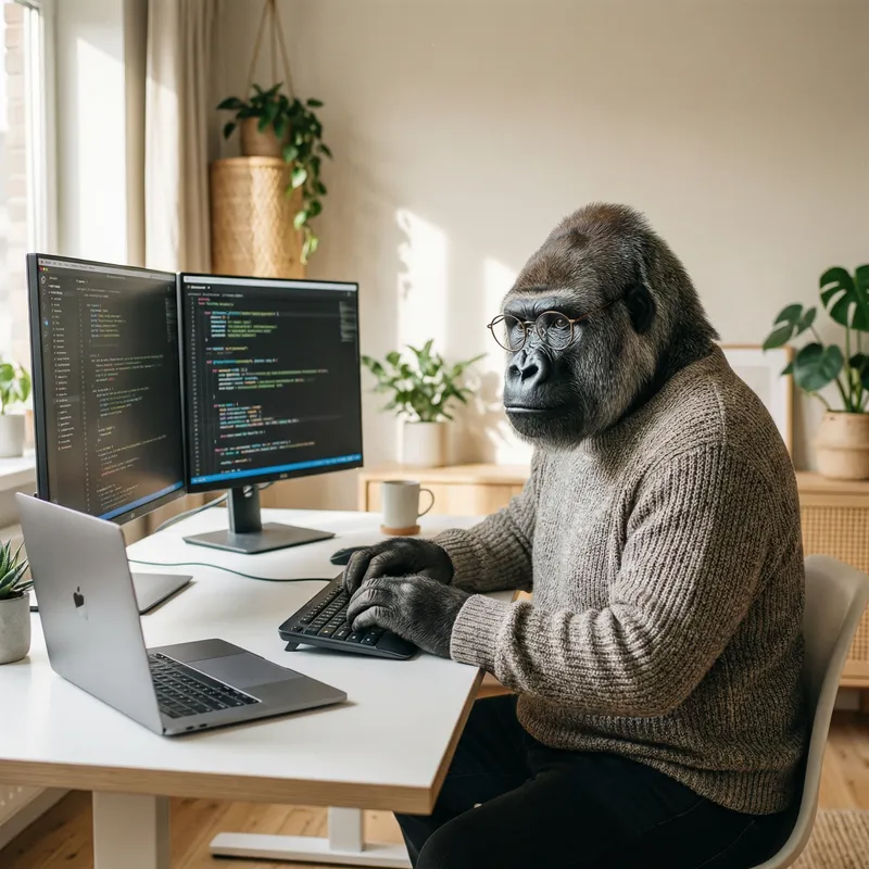 Professional Programmer Gorilla in Modern Style