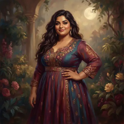 Neo-Romanticism Digital Painting of Confident South Asian Woman