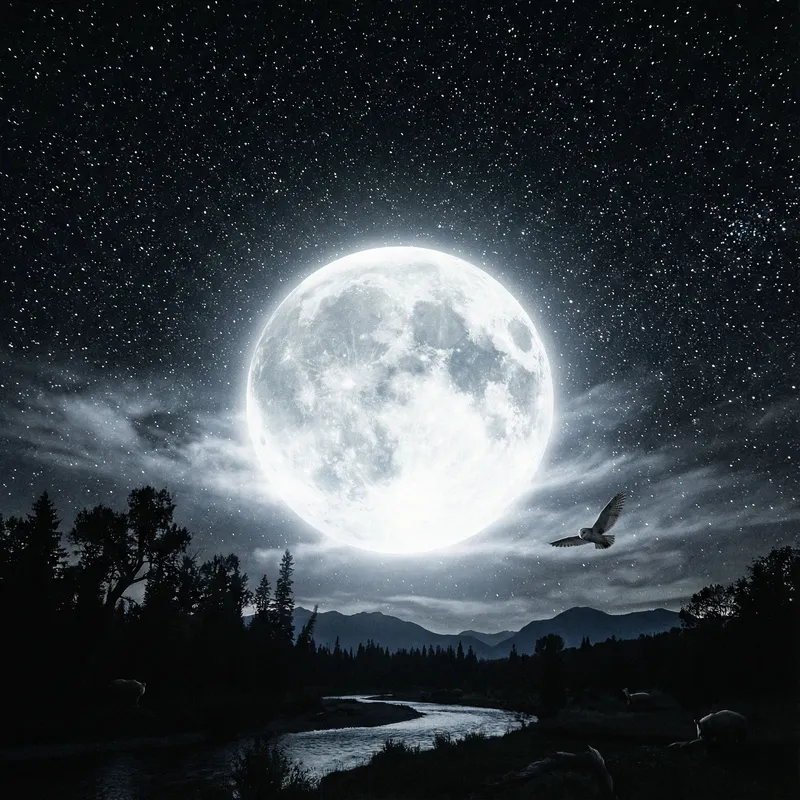 Luminous Moon in a Serene Night Sky Luminous Moon in a Serene Night Sky