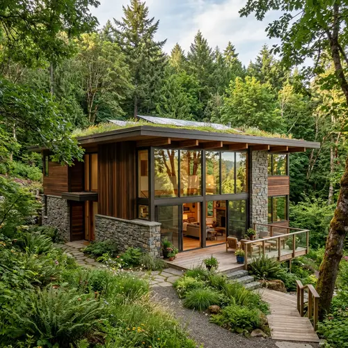 Eco-Friendly Modern Residential Building in Lush Green Setting