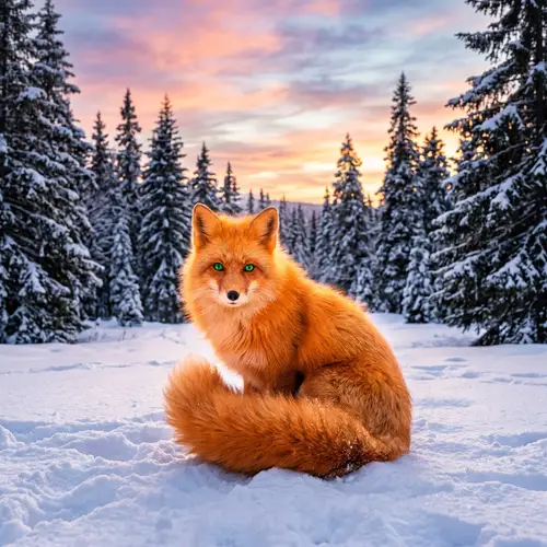 Majestic Snow Fox in Enchanting Winter Scene