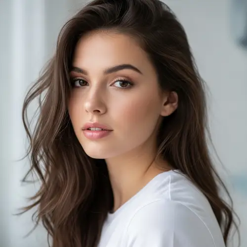 Realistic Portrait of 19-Year-Old Brunette Woman