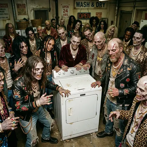 Fashion-Forward Swag Zombies with Golden Chains, Rings & Grillz