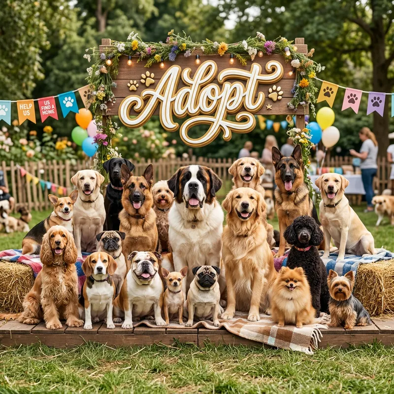 Convivial Dogs Photo Session | Striking 'Adopt' Message