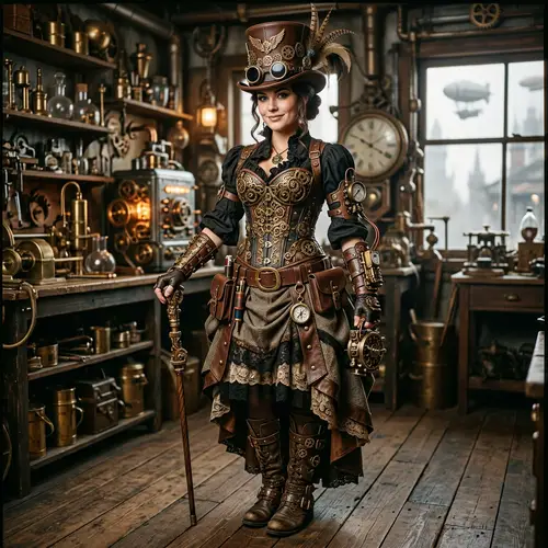 Steampunk Costume: Brass Gears & Leather Accents