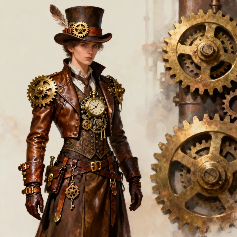 Steampunk Costume: Brass Gears & Leather Accents