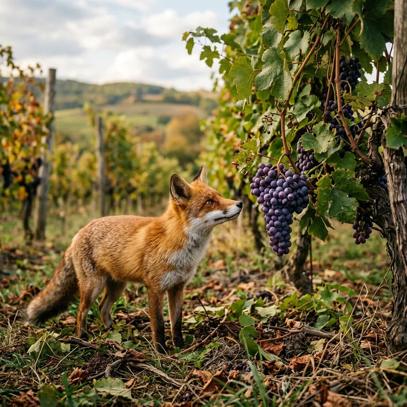 Fox and Grape Bunch: A Charming Scene
