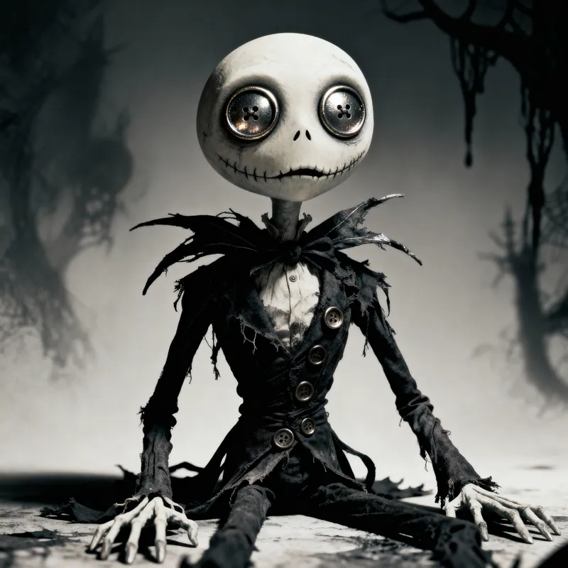 Tim Burton Style Monster Drawing