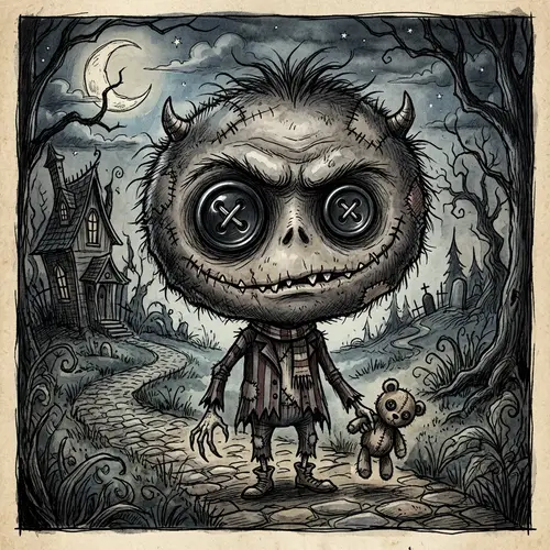 Tim Burton Style Monster Drawing