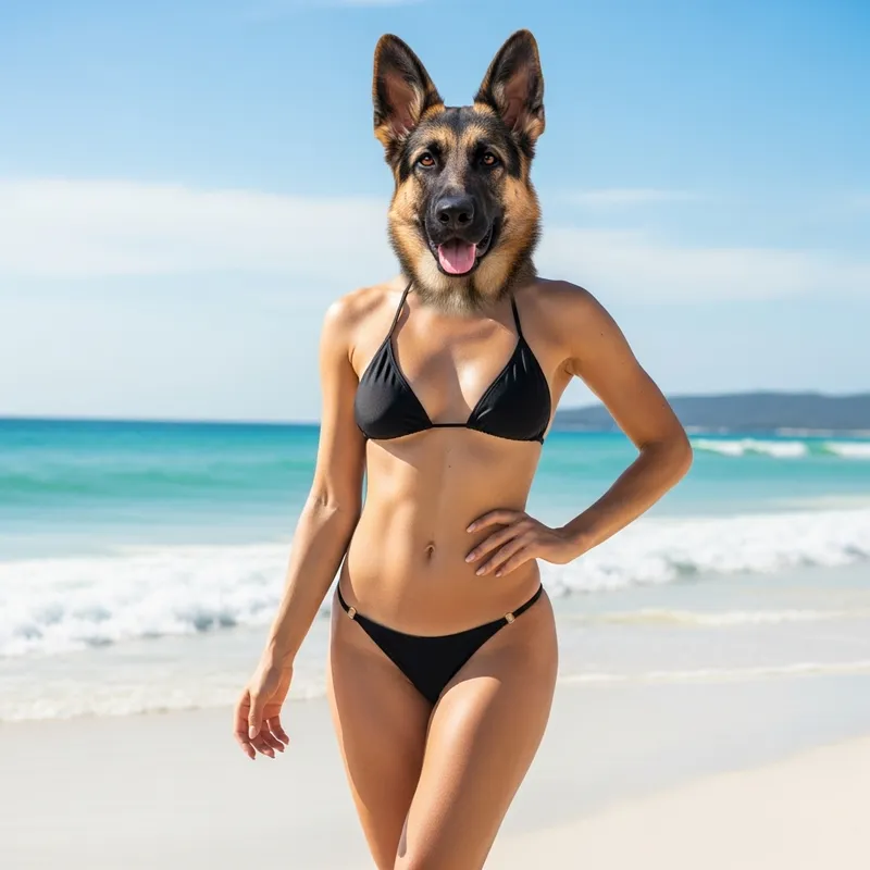 Anthropomorphic Model: German Shepherd Dog-Headed Woman