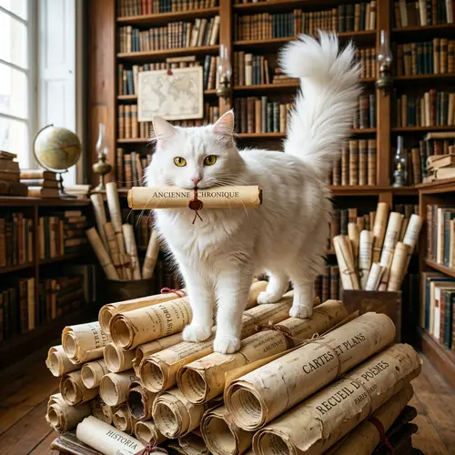 Elegant White Long Hair Cat with Spirited Attitude