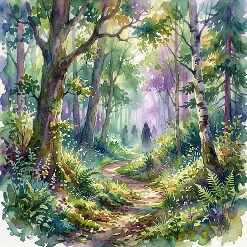 Mystical Forest Scene | Claude Monet Inspired Watercolor Art
