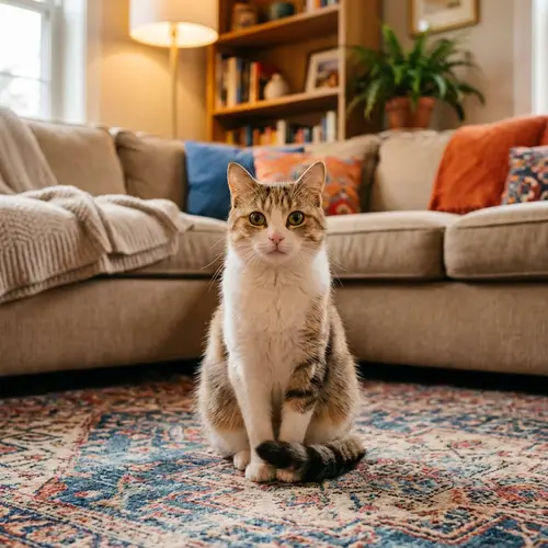 Graceful Cat with Fluffy Fur and Mesmerizing Eyes