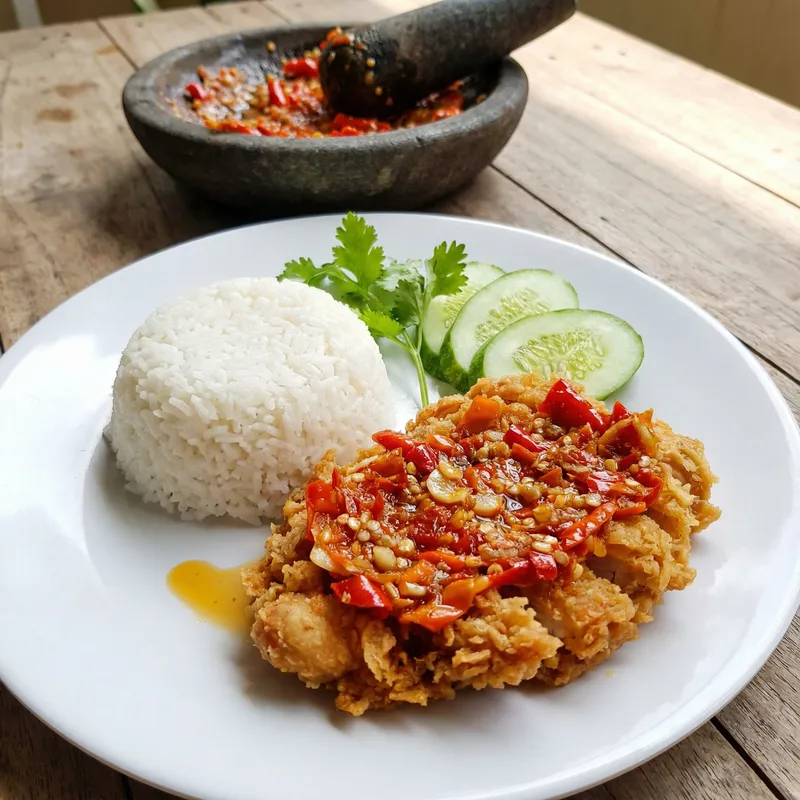 Ayam Geprek: Delicious Indonesian Dish with Spicy Sambal