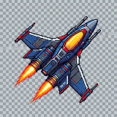 Retro 2D Space Ship Sprite Design