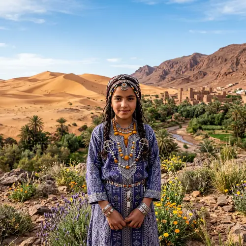Wise and Brave Amazigh Girl in Stunning North African Landscape