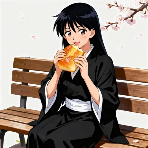 Rukia from Bleach Enjoying Bread