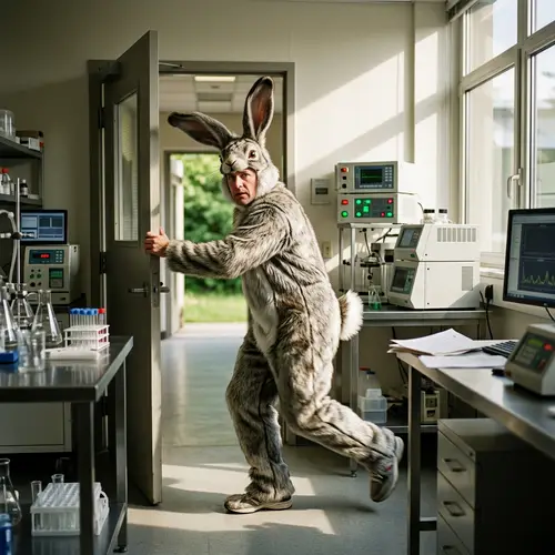 Man Escapes from Laboratory in Hare Costume