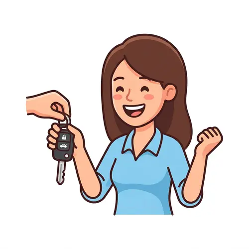 Happy Customer Taking Car Key Icon