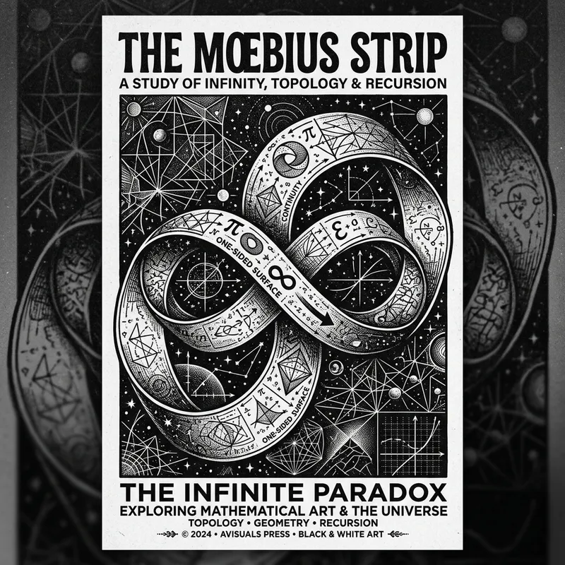 Black and White Moebius Strip Poster - Stunning Design