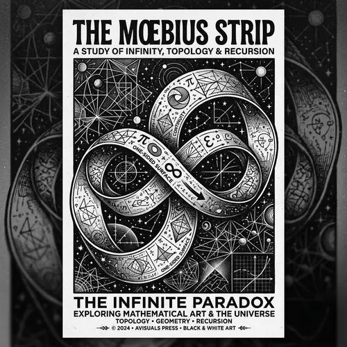 Black and White Moebius Strip Poster