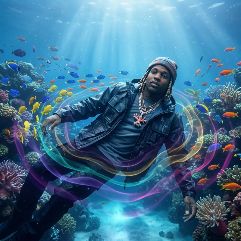 Surreal Underwater Scene with Rapper Lil Durk | Unique Style Surreal Underwater Scene with Rapper Lil Durk | Unique Style