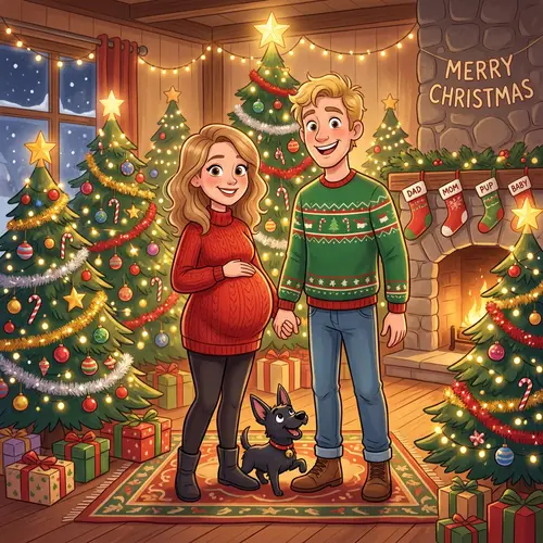 Cartoon Family Christmas Cheer