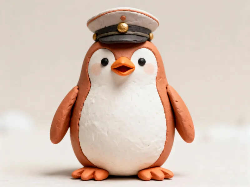 Claymation Penguin with Soldier Hat - Cute & Unique
