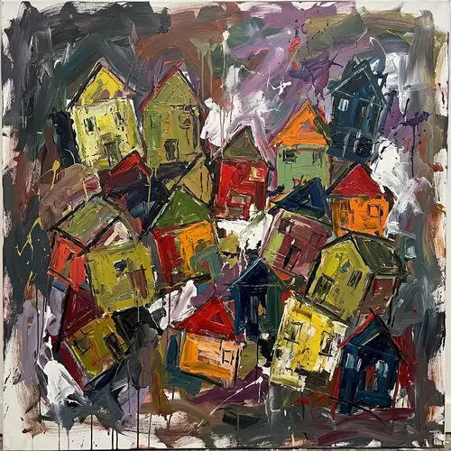 Abstract Expressionism Depicting Housing Crisis Chaos