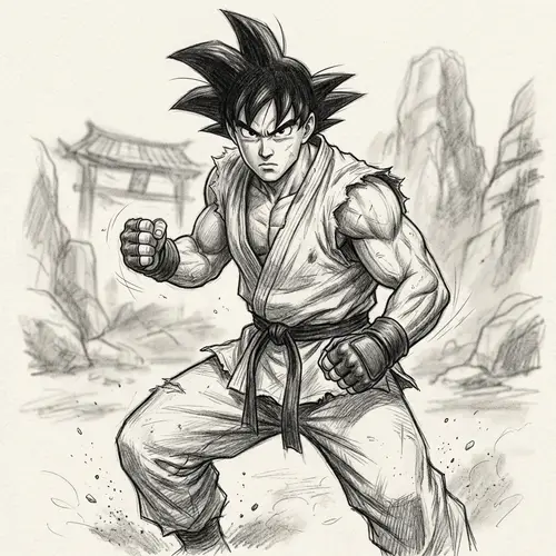 Realistic Martial Artist Character Drawing in Pencil