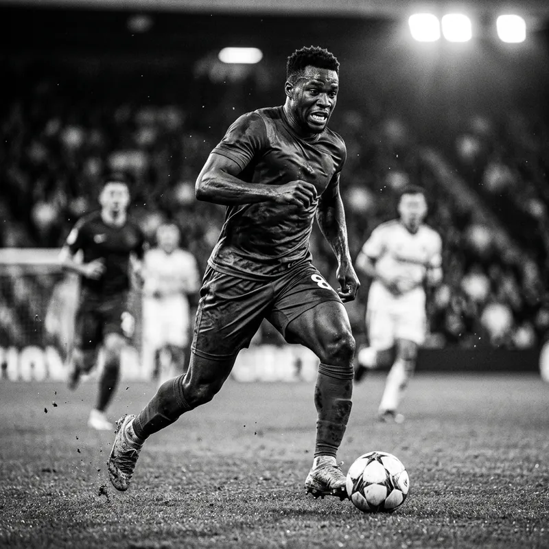 Intense Action Shot of Cristiano Ronaldo: High-Contrast Sports Photography Intense Action Shot of Cristiano Ronaldo: High-Contrast Sports Photography