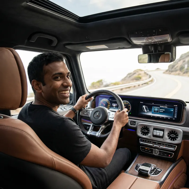 Brown-Eyed Man in Audi SQ7: Luxury SUV Experience