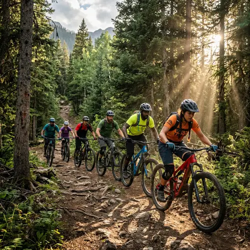 Mountain Cyclists Uphill in Dense Forest | Adventure Cycling