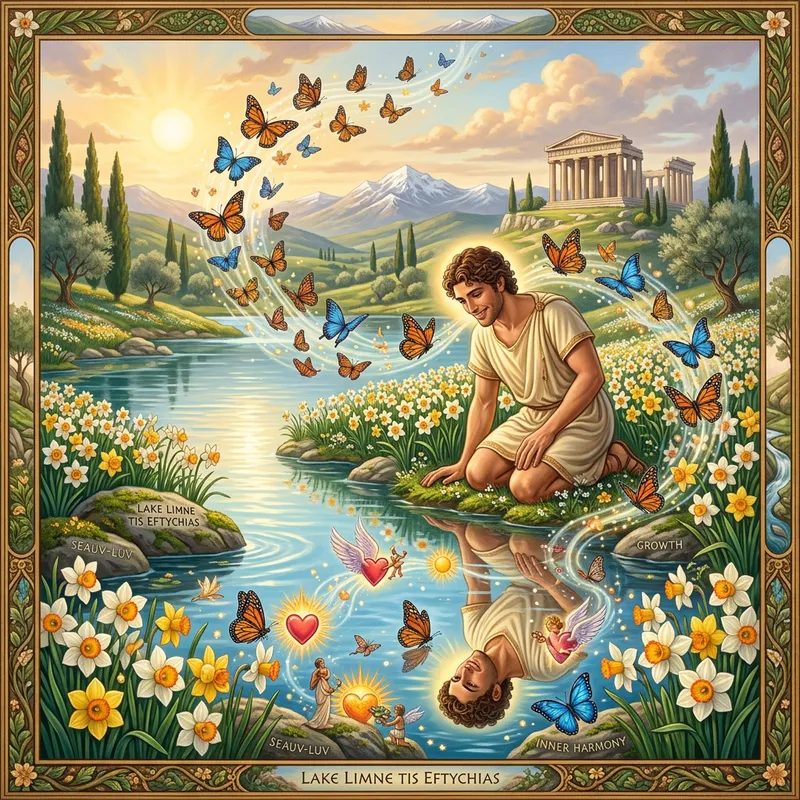 Symbolic Art of Self-Love: Idyllic Landscape Scene Symbolic Art of Self-Love: Idyllic Landscape Scene