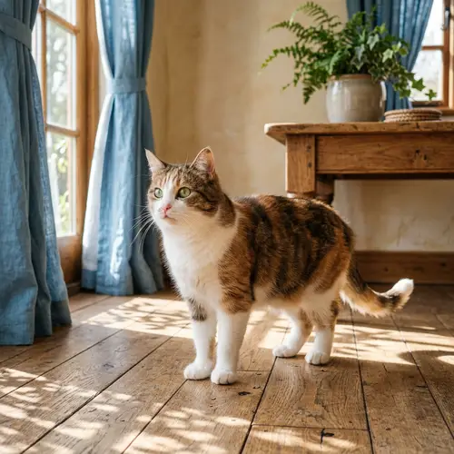 Serene Domestic Feline with White and Brown Fur