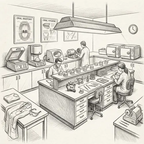 Dental Laboratory Sketch: Tools, Equipment & Hygiene Posters