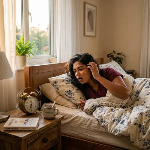 Beautiful South Asian woman waking up to Alarm | Tranquil Awakening