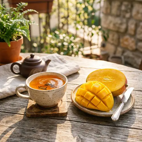 Delightful Oolong Tea with Mango - Relaxing Afternoon Scene