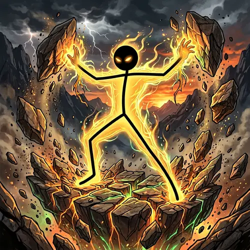 Powerful Awakened Earth Stickman Character