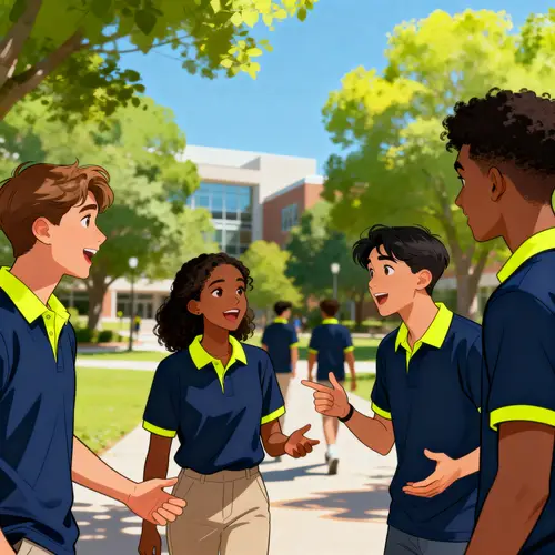 Diverse Students Engaged in Campus Discussion