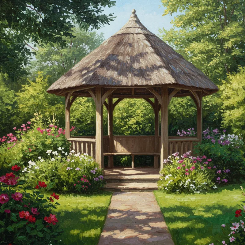 Elegant Garden Gazebo in Impressionist Style