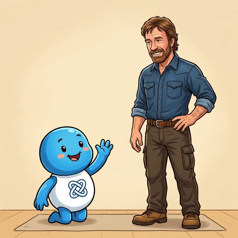 Humorous Cartoon Interaction: Chuck Norris & Friend