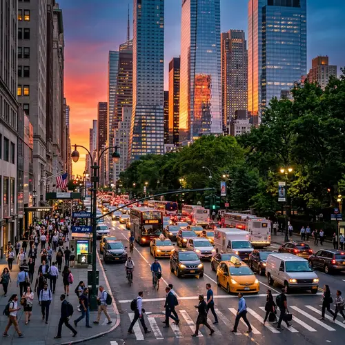 Cosmopolitan Cityscape with Traffic | City Life at Rush Hour