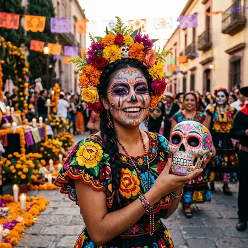 Day of the Dead Woman Celebration in Mexico
