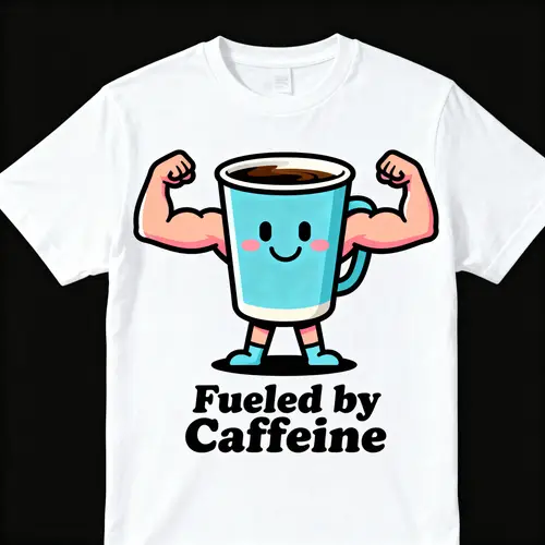 Fueled by Caffeine Cartoon Coffee Cup T-Shirt Design