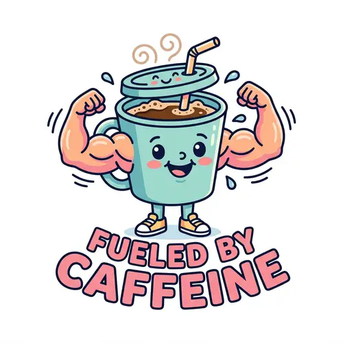 Fueled by Caffeine Cartoon Coffee Cup T-Shirt Design