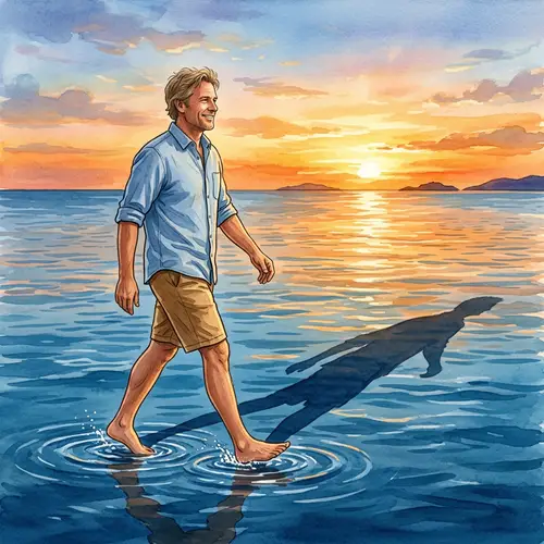 Man Walking on Sea | Surreal Illustration of Confidence and Mystery