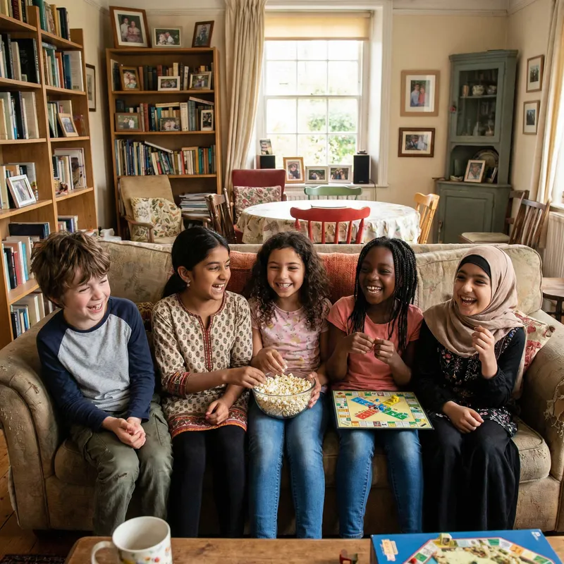 Joyful Bonding: Heartwarming Moment with Diverse Siblings